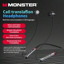 Monster Neck-Hanging Wireless Earphones With AI Translation, Conversation Translation Function, AI Dialogue, Real-Time Translation, 145 Language Translation - Black - View 2