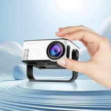 1pc M40 Portable Mini Projector With WiFi, 1080P HD, 180° Rotatable Stand, Built-In Apps, Compatible With IOS/Android/Windows/USB, 60 ANSI Lumens, 16:9 Screen Ratio, LCD Display, Button Control, 100-240V Power, No Battery Required - Black and White - View 13