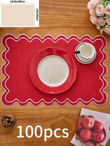 1/2/4/6pcs Bohemian Style Rectangular Embroidered Placemats With Wavy Edges, Solid Color, Non-Slip Mats For Dining Room, Kitchen, Table, Home Decor, Suitable For Restaurants, Living Rooms, Parties, Weddings, Offices, Coffee Tables, All Seasons (Multiple Color Options) - Multicolor - View 38