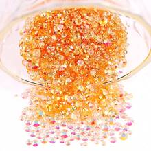2MM-6MM, 5 Sizes, Assorted Transparent AB Color Resin Round Flat Bottom Crystal Rhinestone Jewelry DIY Beads, Suitable For Phone Cases, Nail Stickers, Clothes, Bags, Shoes, Crafts, Sparkling Nail Art Decorations