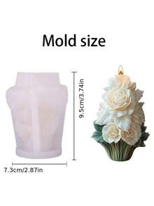 1pc 3D Romantic Rose Bouquet Candle Mold - Reusable/Easy Demold, Suitable For Resin/Plaster Silicone Mold, Valentine's Day Wedding Gift - White - View 5