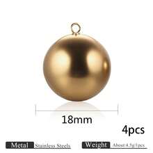 1 Or 4-Piece Stainless Steel 18K Gold-Plated Large Hollow Spherical Round Pendants (14/16/18/20/22/25/30mm), Suitable For DIY Jewelry Making: Necklace, Earring, Bracelet Components - Multicolor - View 8
