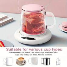 1 pieza Posavasos con calentamiento a temperatura constante inteligente, Calentador de taza de café. Alimentado por USB, 3 ajustes de temperatura (55-75°C), Inicio con un solo toque, Apagado automático a las 8 horas. Adecuado para calentar café/leche/huevos/sándwiches/té, Excelente para uso en el hogar, la oficina y los viajes.