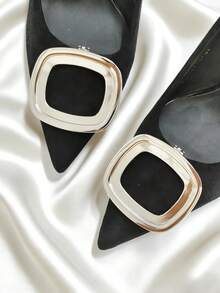 1个可拆卸金属方形鞋夹，奢华优雅，用途广泛，适用于高跟鞋/商务鞋/婚鞋/包包及其他服装配饰