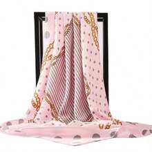 Women's Large Square Satin Scarf 90x90 Chic Polyester Printed - Rose - View 4