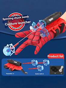 Spider Web Shooter Gloves - Red & Blue Superhero Toy, With Web Shooter, Made Of Durable ABS Material, Fun Interactive Party Game, Suitable For Teens And Adults, Perfect Gift For Halloween And Christmas, Spider Toy, Funny Design, Sturdy And Durable, Spider Web Shooter, Web Shooter Gloves