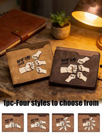 1 pieza Cartera de hombre con patrón de puño de papá, cartera 2-7, nuevo regalo de cartera para papá, cartera de piel sintética para hombre, cartera de viaje, cartera para tarjetas, Día del Padre, regalo de cumpleaños, aniversario, familia, papá, esposo, amante