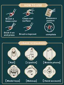 1张5D美甲贴纸时钟美甲贴纸DIY美甲自粘美甲贴花美甲用品 - 金色 - 查看 7