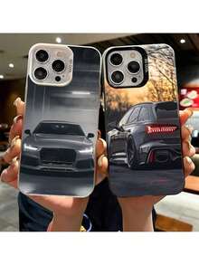 Funda para teléfono de coche deportivo A-Audies RS compatible con 16 15 14 13 12 11 Pro Max Plus, color a prueba de golpes, cubierta trasera plateada, funda compatible con funda  17 pro max, funda  17 pro, funda  17, funda  16, funda  16 pro max, funda  15. - Z2 - Ver 3