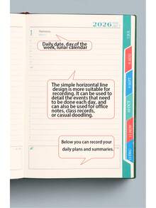 1 件 2026 PU 圆点每日计划本 - 每日一页，每月标签颜色编码，包含学习/工作模板、地址簿和年历。极简主义高效笔记本，适用于时间管理和目标追踪。 - 彩色 - 查看 9