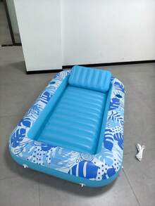 SLOOSH 充气日光浴泳池躺椅浮床，85 英寸 X 57 英寸超大成人泳池浮床，带枕头，四合一日光浴浴缸浮筏，日光浴床躺椅，适用于水上充气球坑，XL-金白色 - 彩色 - 查看 15