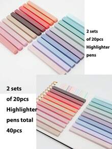 20 支装柔和莫兰迪方形荧光笔，美观凿尖荧光笔，不渗色、不晕染，适用于突出显示日记学校和办公用品返校 - 彩色 - 查看 12