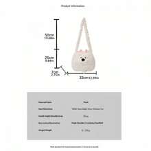 Women Shoulder Bag, Cartoon Dog Plush Bag Large Capacity Crossbody Bag For Casual Daily - White - View 8