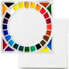 Large Ceramic Watercolor Palette With Lid Porcelain Paint Palette For Watercolor Painting With Cover 12-3/5-Inch White - White - View 1