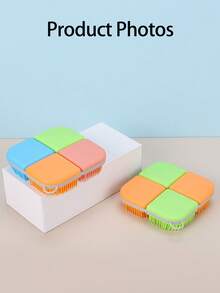 1pc (Random Color) Shampoo Brush Massage Hair Washing Tool, Scalp Massager Comb, Hair Cleaning Brush, Square Bathroom Shower Scrub Brush, Silicone Head Massage Scrubber