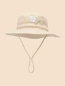 1 chiếc mũ tai bèo dễ thương cho bé - Mũ vành rộng chống nắng với các chữ cái thêu từ A-Z, dây đeo cằm có thể điều chỉnh, thích hợp cho bãi biển và các hoạt động ngoài trời hàng ngày. - Màu be - Chữ vá - Xem 59