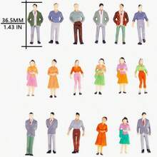 20pcs Miniature Colorful 1:50 Scale Figures - Typical People Made Of ABS Plastic, For Making Landscape, Railway, Architecture And Theater Miniature Patterns - Multicolor - View 8