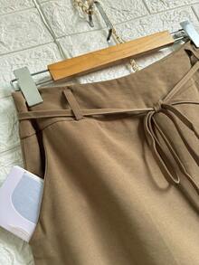 Marrant Faminina Skirt+Cropped Set - Nâu Khaki - Xem 3