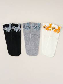 2 Pairs Cat Bell Pattern Casual Mid-Calf Socks, Fun & Cute, Suitable For Summer Wear. Creative 3D Abstract Cat, Egg, Bell Design Funny Ankle Socks, Adorable Cat, Egg Pattern, Suitable For Summer - Multicolor - View 17