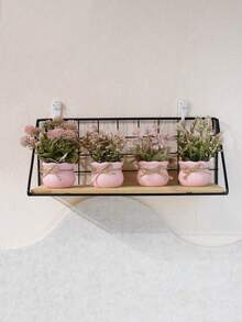 1盆迷你逼真盆栽，粉色系列人造花绿，家居装饰，办公桌/书桌/餐桌/梳妆台装饰仿真植物，情人节、生日、毕业、返校礼物，房间装饰，学习用品，人造盆栽组合，适用于家庭客厅、卧室、酒店装饰 - 彩色 - 查看 9