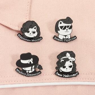 1ชิ้น เข็มกลัดแมวการ์ตูนน่ารัก, เสื้อผ้า/กระเป๋าตกแต่งตลกสร้างสรรค์