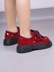 Girls' Patent Leather Princess Shoes, Soft Bottom English Style Student Shoes, Spring/Autumn Children Shoes, Little Girls' Loafers - Red - View 8