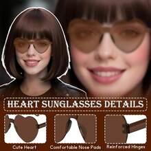 PLULON Dark Brown Short Bob Wig With Bangs For Women, Colorful Neon Short Bob Synthetic Hair Wigs With Hair Cap Heart Sunglasses For Girls Men Daily Bachelorette Halloween Costume Party SuppliesEssential Festive Atmosphere For Christmas - Black - View 10