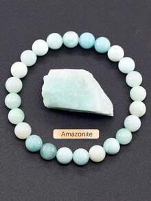 8mm Sunstone & Agate Crystal Beaded Handmade Bracelet - Stone Bracelet - View 2