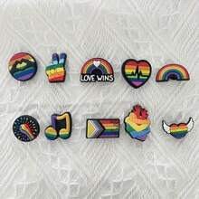 10-Piece Rainbow And Heart Shoe Decorations, Bags And Accessories Set, PVC Material - Pride Festival, New Year, Valentine's Day Gift | DIY Holiday Shoe Decorations | Bright Cartoon Patterns | Pride Moon Decorations, Shoe, Spring Summer Picks, Brides Maid Gifts, Room, Bedroom Decor, Bedroom Decor, Beach, Travel, For Men, For Women, Vacation, Women's Day, Travel Essentials, Wedding Favors, Y2k, Bedroom, Car Accessories Women, Kitchen Decor - Multicolor - View 6