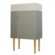Mobile lavabo 55 cm, mobile da bagno con lavabo in ceramica, mobiletto per WC ospiti per bagno, adatto per bagni, bianco/grigio - Grigio - Visualizzare 8