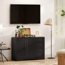 Sideboard, Chest Of Drawers, Modern Style, 4 Drawers, 1 Cabinet, 105 X 40 X 76 Cm, Black. Home Delivery Available. - Black - View 1