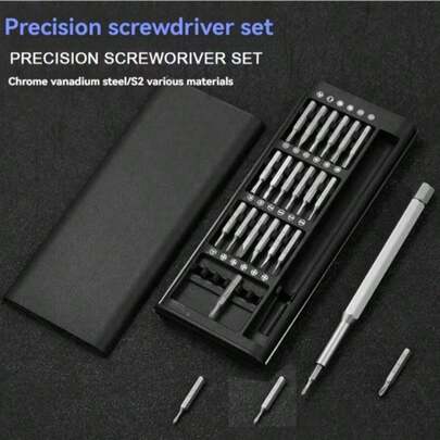 25-In-1 Precision Screwdriver Set, Multi-Functional Repair Tool Kit, Suitable For Disassembling Smartphones And Tablets, Durable Plastic Material, No Charging Required - Comes With Assorted Screwdriver Bits (Styles Randomly Shipped)
