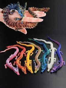 1个3D打印可动关节龙形摆件，附赠礼品袋，现代家居/办公室/活动装饰，收藏级雕像，适合14岁以上人群，可收藏、展示、装饰雕塑，现代设计，高清打印，水晶雕刻，摆件，奇幻爱好者圣诞礼物 - 彩色 - 查看 8