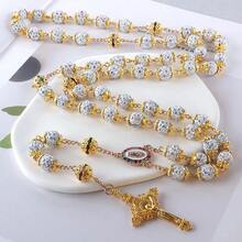 2025New Vintage católico 10mm 59 cuentas de diamantes de imitación de cristal collar cruzado - Z0020-K - Ver 7