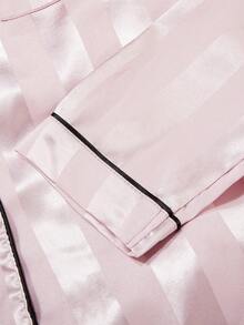 2PCS Teen Girl Satin Pajama Sets Pj Set Cute Bear Print Long Sleeve Button Down Shirt With Long Pants