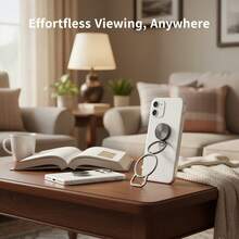 三合一磁吸指环支架，带可折叠手机支架和开瓶器，金属材质，适用于汽车、办公桌、厨房台面和导航，解放双手，方便观看视频和驾驶。兼容和安卓手机，生日礼物、送给家人朋友的礼物，生日手机指环支架，手机指环夹，手机配件 - 黑色 - 查看 5