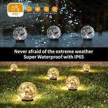 Solar Globe Lights Outdoor Waterproof - Cracked Glass Ball Lights For Garden, Patio, Yard, Lawn And Backyard Decor - Solar Orbs For Outside Decorations-4Psc - 暖白色 - 查看 2