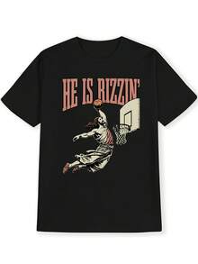Camiseta Casual de Manga Corta para Hombre - Impresión de Tiburón y Gato de Dibujos Animados, Tela Transpirable, Ropa de Calle Cómoda para el Verano, Cuello Redondo, Ajuste Regular, Camiseta de Uso Diario| Camiseta gráfica divertida| Ajuste cómodo - Negro - Ver 3