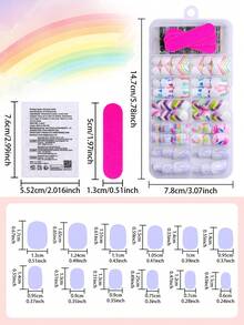 NAIO 120pcs/Set Y2K Stylish Children's Nail Stickers, Acrylic Material, Pre-Coated Gel, Full Coverage, Shiny Cute Patterns Including Rainbow, Stripes, Flames, Liquid And Gradient Doodle Elements, Short-Adhesive Nail Stickers, Comes With 3pcs Jelly Gel And 3pcs Nail Files, Suitable For Little Girls - Adorable Colorful Theme.