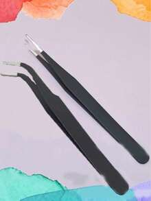 Macaroon Color Stainless Steel Tweezers, Engraving Knife, Handmade DIY Tools Set For Jewelry & Beading, Anti-Static Bent & Straight Tweezers