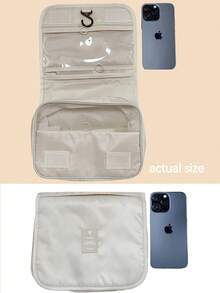 1pc Makeup Bag / Toiletry Bag / Makeup Brush Bag / Hanging Makeup Bag / Tech Organizer / Cosmetic Storage Bag / Travel Bag / Handbag / Lingerie Bag / Shoes & Clothes Organizer, Suitable For Lipstick, Lipgloss, Makeup Brushes, Lip Liner, Eyebrow Pencil, Eyeshadow Palette, Lingerie, Toothpaste, Toothbrush, Cosmetics, Skincare, Eyebrow Pencil, Powder Puff, Comb, Nail Polish, Nail File, Jewelry, Perfume, Stationery, Electronics Summer Travel, Vacation Home Bathroom Decor Holiday Makeup Organizer Bathroom Accessories Back To School