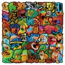 50张趣味霓虹风格抽象动物贴纸 Tung Tung Sahur 意大利脑残动物卡通贴花行李箱手机汽车DIY礼物 - 彩色 - 查看 3