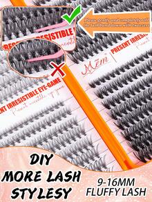 MEM 640/496pcs Individual False Eyelashes, Eyelash Book, Cluster Fake Eyelashes, DIY Home Eyelash Extension, Individual False Lashes, Suitable For Travel, Daily Wear (Suitable For Beginners), Wedding, Date, Party, Holiday, Especially Suitable For Christmas/Halloween/Gift Giving - 黑色 - 查看 7