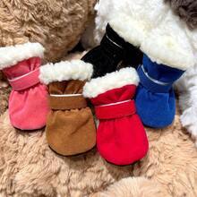 4pcs Candy Color Pet Winter Shoes - Fleece Thickened Warmth, Non-Slip Soft Soles, Adjustable Boots For Small Dogs & Cats (Size Up Suggested, Measure Before Purchase) - Multicolor - View 7