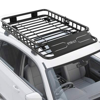 Portaequipajes universal de techo de 117 x 91 cm, capacidad de 90 kg, resistente, con extensión para coche, SUV y camioneta. Acero duradero, fácil de instalar y amplio espacio de almacenamiento.