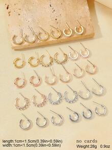 5 cặp/bộ Châu Âu và Châu Mỹ Đúng mốt Hợp kim Hình chữ C Kết cấu Và Mịn màng Bông tai stud Đối với phụ nữ , Qủa tặng Đối với Lễ hội Và Sử dụng hàng ngày - Hoa hồng vàng - Xem 11