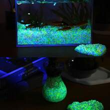 1000颗夜光树脂鹅卵石 - 发光花园石，适用于仙女花园、盆景和水族箱 - DIY微景观装饰，仙女花园配件