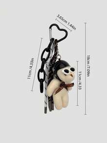 HXXOOS 1pc Couple Fashion Bag Pendant Cute Sunglasses Bear Keychain Metal Love Key Hanger White Rope Knot Bag Hanger Lady Key Chain Cool Small Gift, Suitable For Lady, White Collar, Lady, Female, Girl, Use This Pendant To Enhance Your Style