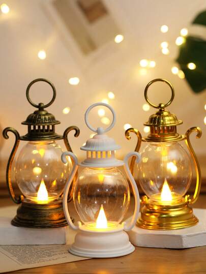 1 st Ramadan Heminredning Vintage Handhållen LED-lykta (med batteri), Dekorativ LED-lampa för inomhusbruk, Eid Mubarak, Eid Al-Fitr, Eid Al-Adha Dekorationslykta, Bröllopsfest Semester Campingdekor LED-hästlampa, Ramadanpresent