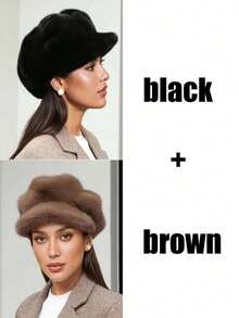 1pc Women's Autumn/Winter Hat, Fashionable Lady Pumpkin Beret, Casual Octagonal Faux Fur Hat - Multicolor - View 14